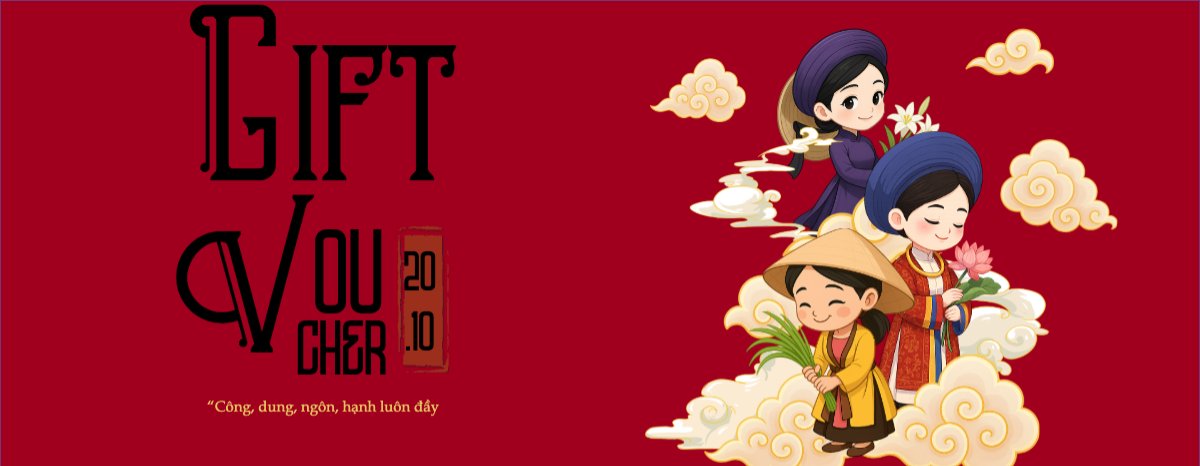 Mẫu Gift Voucher 20/10, Ngày phụ nữ Việt Nam, Vietnamese Women's Day, phụ nữ, sự kiện, event, dễ thương, cute, chibi, hoạt hình, cartoon — LayerPic