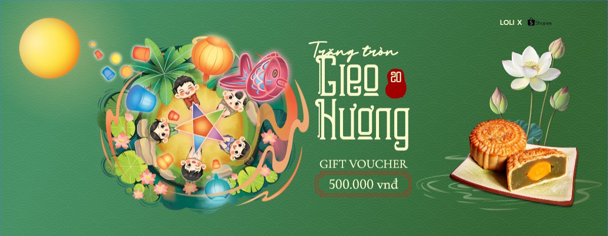 Mẫu Gift Voucher Trung thu, Tết Đoàn Viên, mid-autumn festival, sự kiện, ẩm thực, food, event, hiện đại, modern, cute, dễ thương, chibi — LayerPic