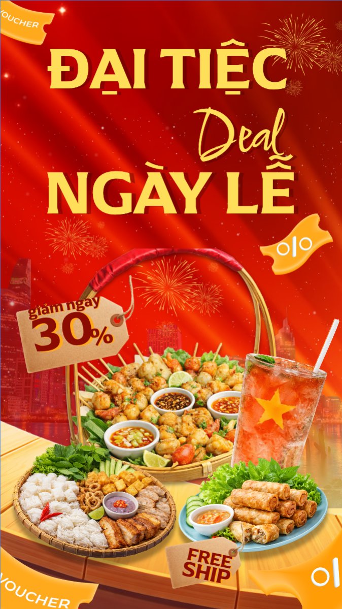 Mẫu Bài post MXH (9:16) Đại tiệc sale deal ngày lễ — LayerPic