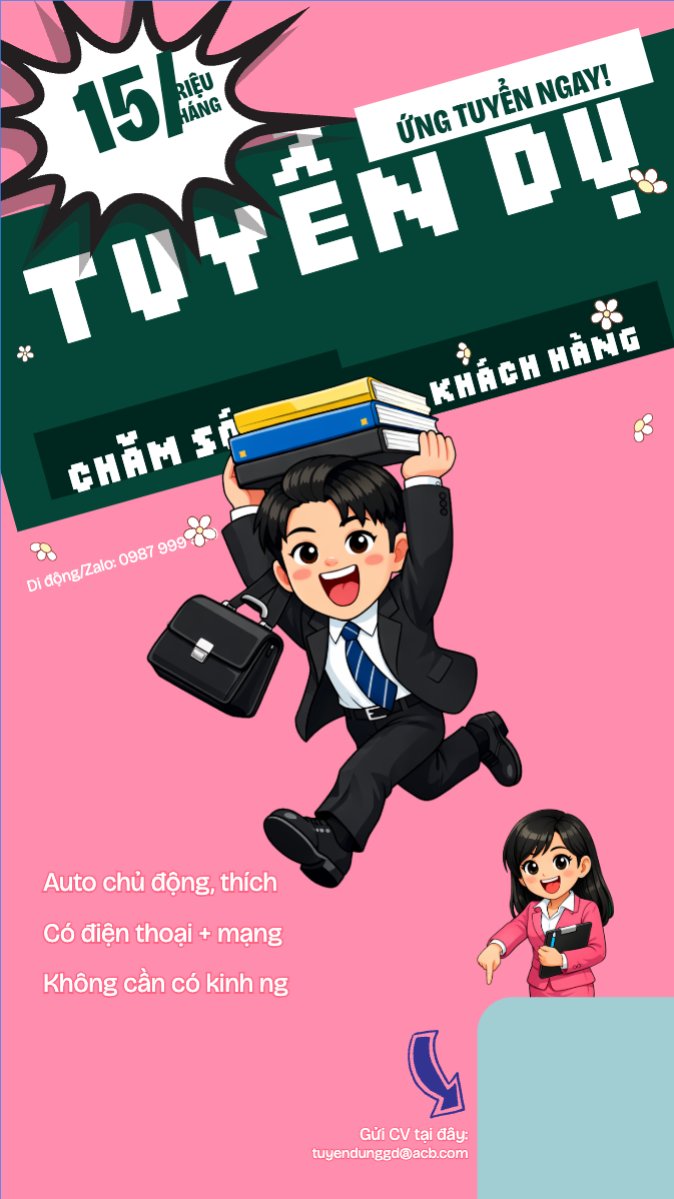 Mẫu Bài post MXH (9:16) Tuyển dụng chăm sóc khách hàng — LayerPic