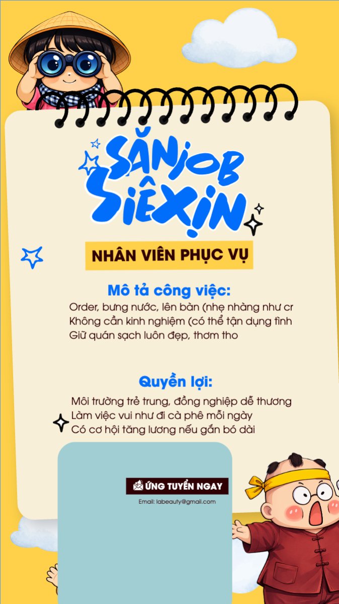 Mẫu Bài post MXH (9:16) Tuyển dụng nhân viên phục vụ — LayerPic