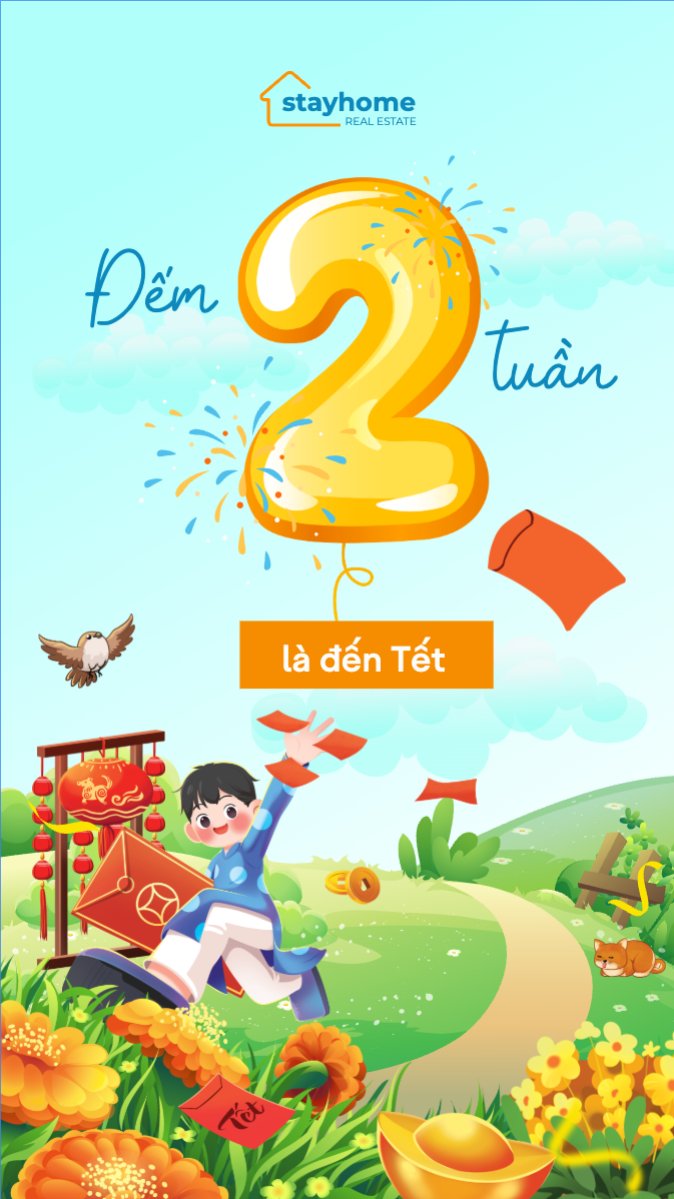 Mẫu Bài post MXH (9:16) Đếm ngược 2 tuần nữa là đến Tết — LayerPic