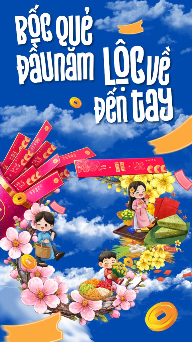 Mẫu Bài post MXH (9:16) Bốc quẻ đầu năm rước lộc về tay — LayerPic