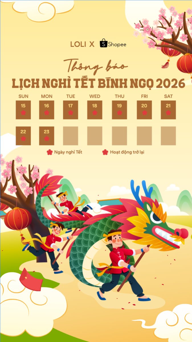 Mẫu Bài post MXH (9:16) Thông báo lịch nghỉ tết nguyên đán Bính Ngọ 2026 — LayerPic
