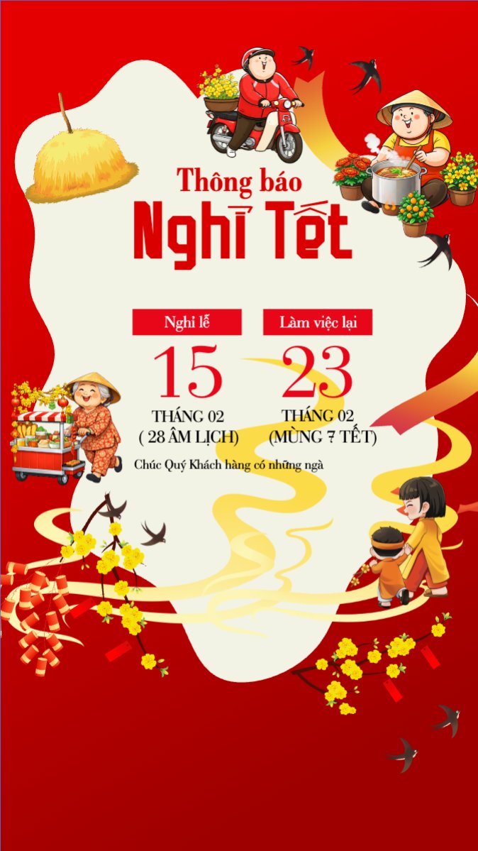 Mẫu Bài post MXH (9:16) Thông báo nghỉ tết Nguyên Đán — LayerPic