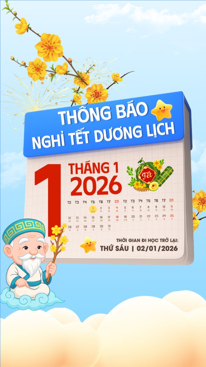 Mẫu Bài post MXH (9:16) Thông báo nghỉ tết dương lịch — LayerPic