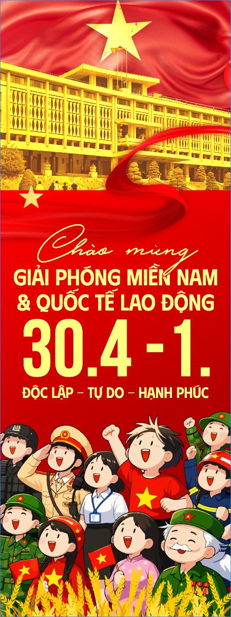 Mẫu Standee Chào mừng ngày Giải phóng miền Nam, thống nhất đất nước — LayerPic
