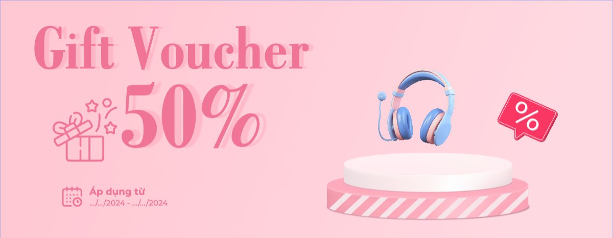 Mẫu Gift Voucher Công nghệ, technology, điện tử, electronic, tai nghe, headphone — LayerPic