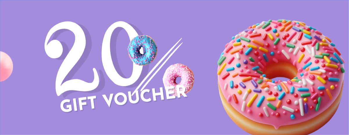 Mẫu Gift Voucher Đồ ăn, food, thực phẩm, ẩm thực, món ăn, F&B, thức ăn, donuts, cake — LayerPic
