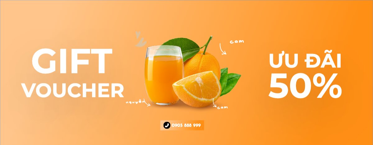 Mẫu Gift Voucher Nước uống, giải khát, F&B, drink, cà phê, coffee, nước ép, cam — LayerPic