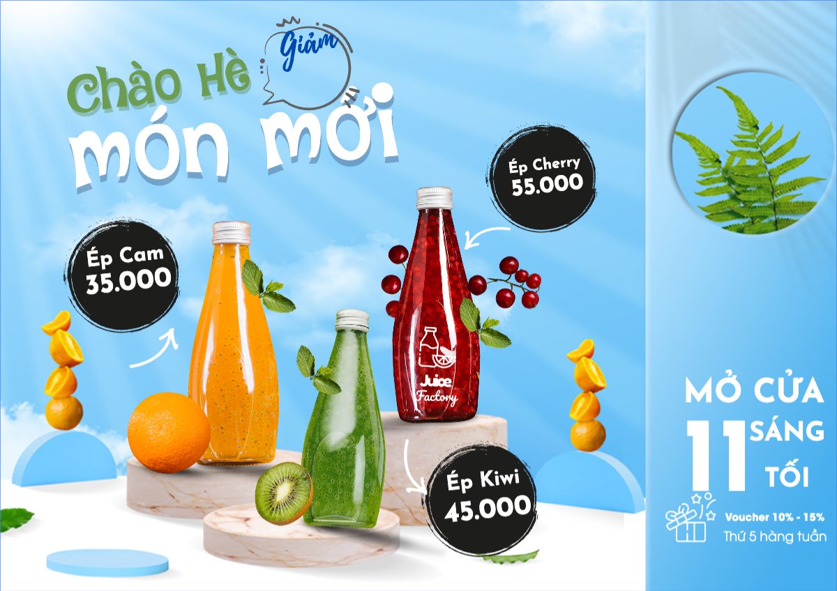 Mẫu Menu tờ rời (ngang) Nước uống, juice, giải khát, F&B, drink, nước ép — LayerPic