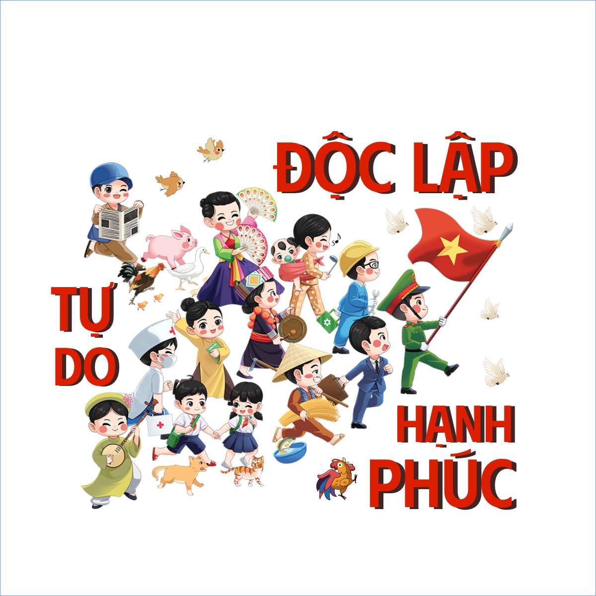 Mẫu Túi canvas 2/9, Quốc Khánh, lễ hội, Việt Nam, hội nhóm, team, tập thể, sự kiện, event, dễ thương, cute — LayerPic