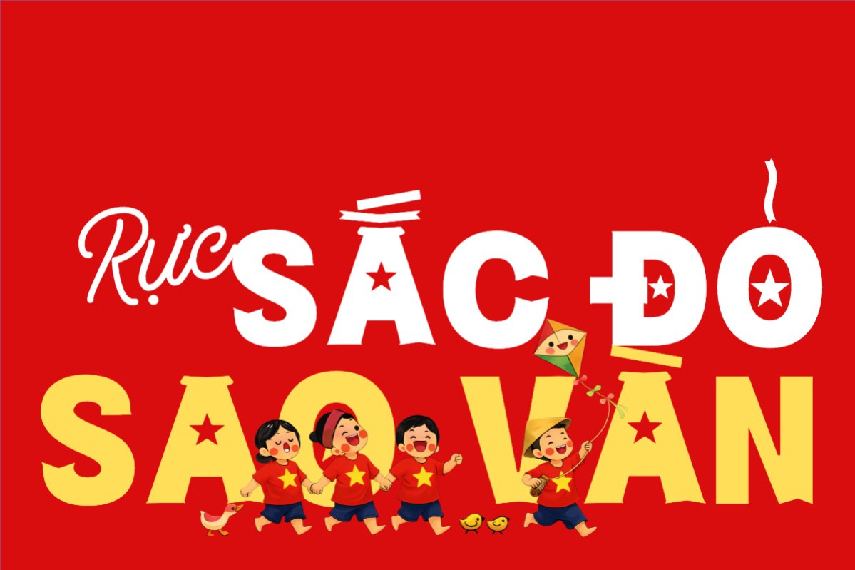 Mẫu Hashtag cầm tay Rực rỡ sắc đỏ sao vàng — LayerPic