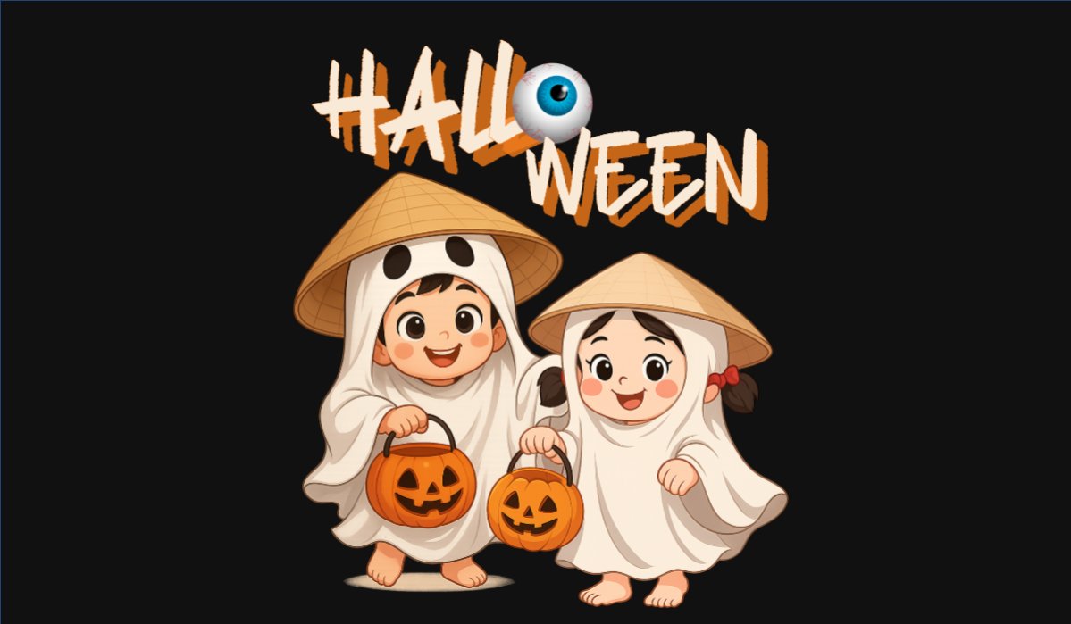 Mẫu Hashtag cầm tay Halloween, lễ hội ma quái, sự kiện, event, dễ thương, cute, chibi, hoạt hình, cartoon — LayerPic