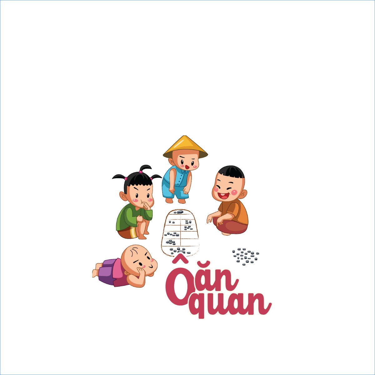 Mẫu Túi canvas Ô ăn quan, trò chơi dân gian, cò cò, hội nhóm, team, tập thể — LayerPic