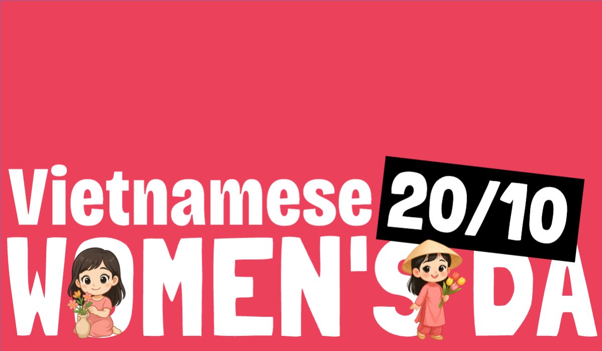 Mẫu Hashtag cầm tay 20/10, Ngày phụ nữ Việt Nam, Vietnamese Women's Day, phụ nữ, sự kiện, event, dễ thương, cute, chibi, hoạt hình, cartoon — LayerPic