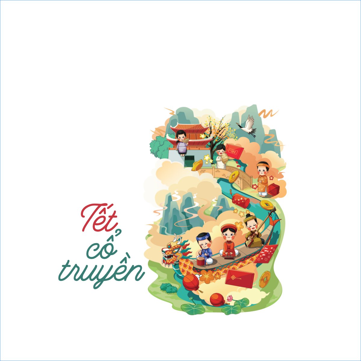 Mẫu Túi canvas Tết, xuân, truyền thống, traditional, dân gian, cổ truyền, du lịch, travel, hội nhóm — LayerPic