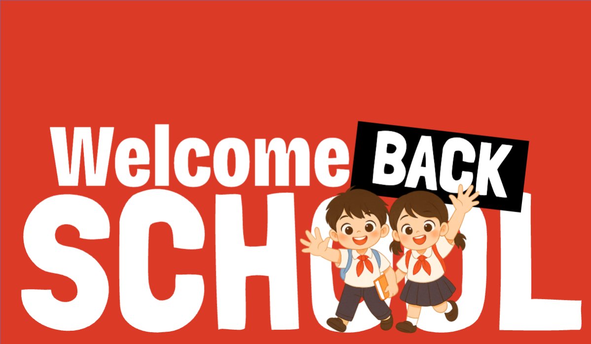 Mẫu Hashtag cầm tay Tựu trường, đến trường, nhập học, giáo dục, education, school, trường học, dễ thương, cute, chibi, hoạt hình, cartoon — LayerPic