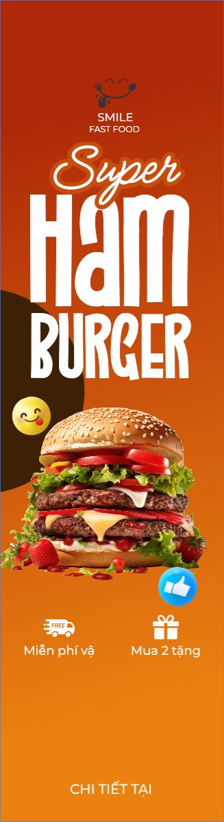 Mẫu Cờ phướn Hamburger, fastfood, đồ ăn, food, thực phẩm, ẩm thực, món ăn, F&B, thức ăn — LayerPic