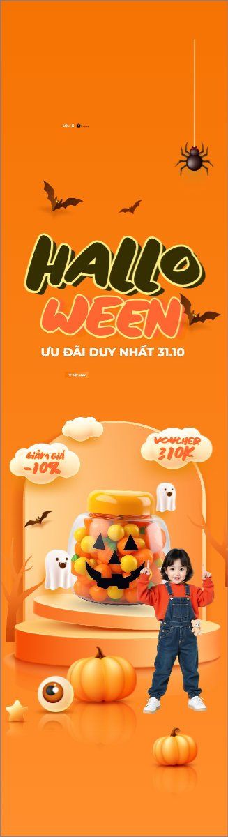 Mẫu Cờ phướn Halloween, lễ hội ma quái, kẹo, candy, thực phẩm, food, sự kiện, event, dễ thương, cute, chibi, hoạt hình, cartoon — LayerPic