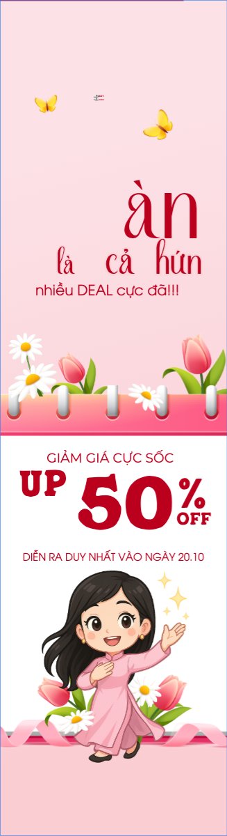 Mẫu Cờ phướn 20/10, Ngày phụ nữ Việt Nam, Vietnamese Women's Day, phụ nữ, sự kiện, event, dễ thương, cute, chibi, hoạt hình, cartoon — LayerPic
