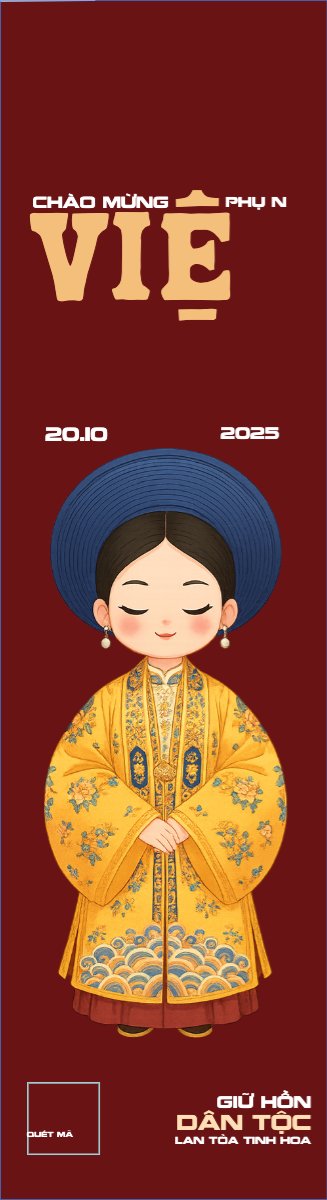 Mẫu Cờ phướn 20/10, Ngày phụ nữ Việt Nam, Vietnamese Women's Day, phụ nữ, sự kiện, event, dễ thương, cute, chibi, hoạt hình, cartoon — LayerPic
