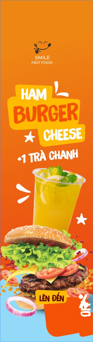 Mẫu Cờ phướn Hamburger, fastfood, đồ ăn, food, thực phẩm, ẩm thực, món ăn, F&B, thức ăn — LayerPic