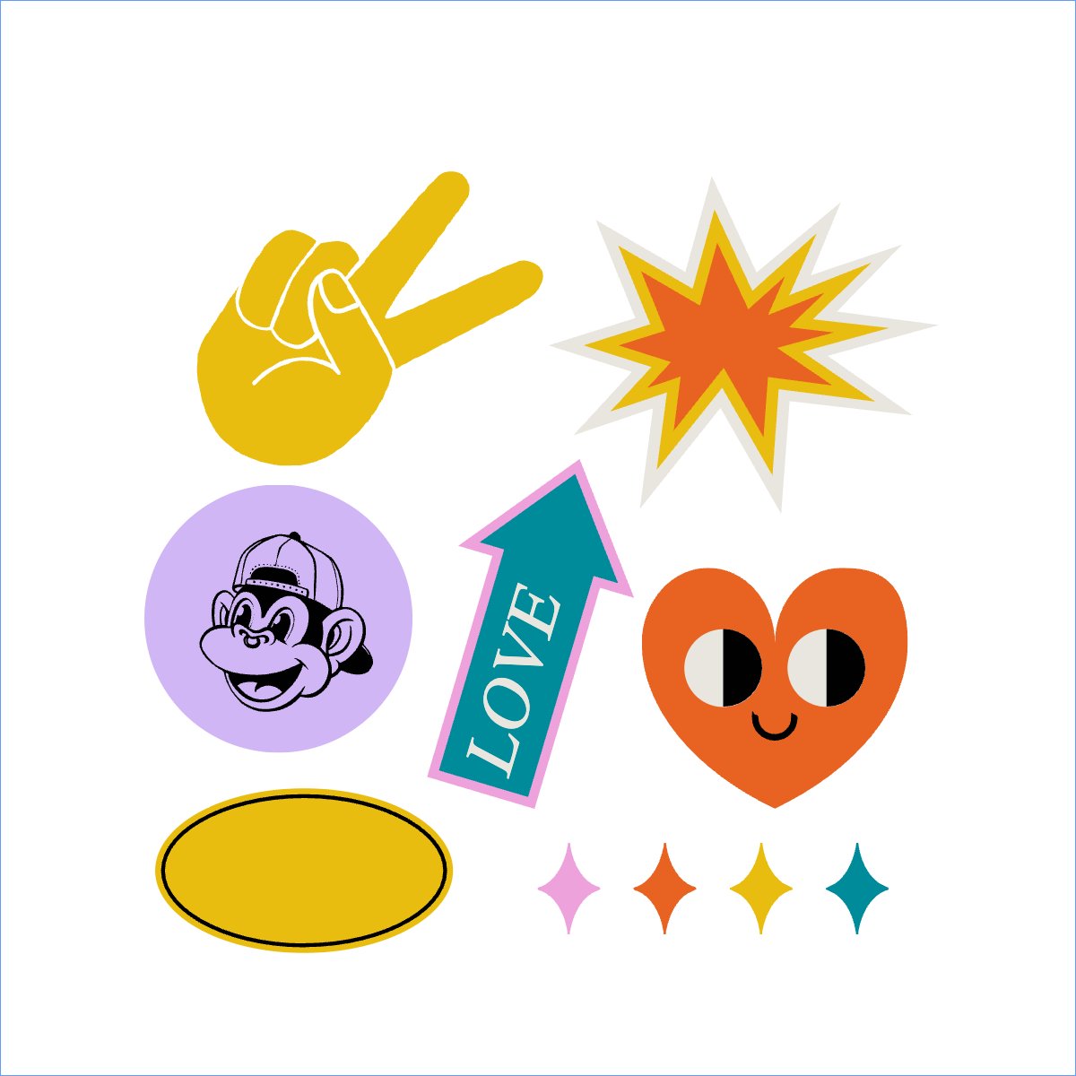 Mẫu Túi canvas Biểu tượng, emoji, y2k, đường phố, streetwear — LayerPic