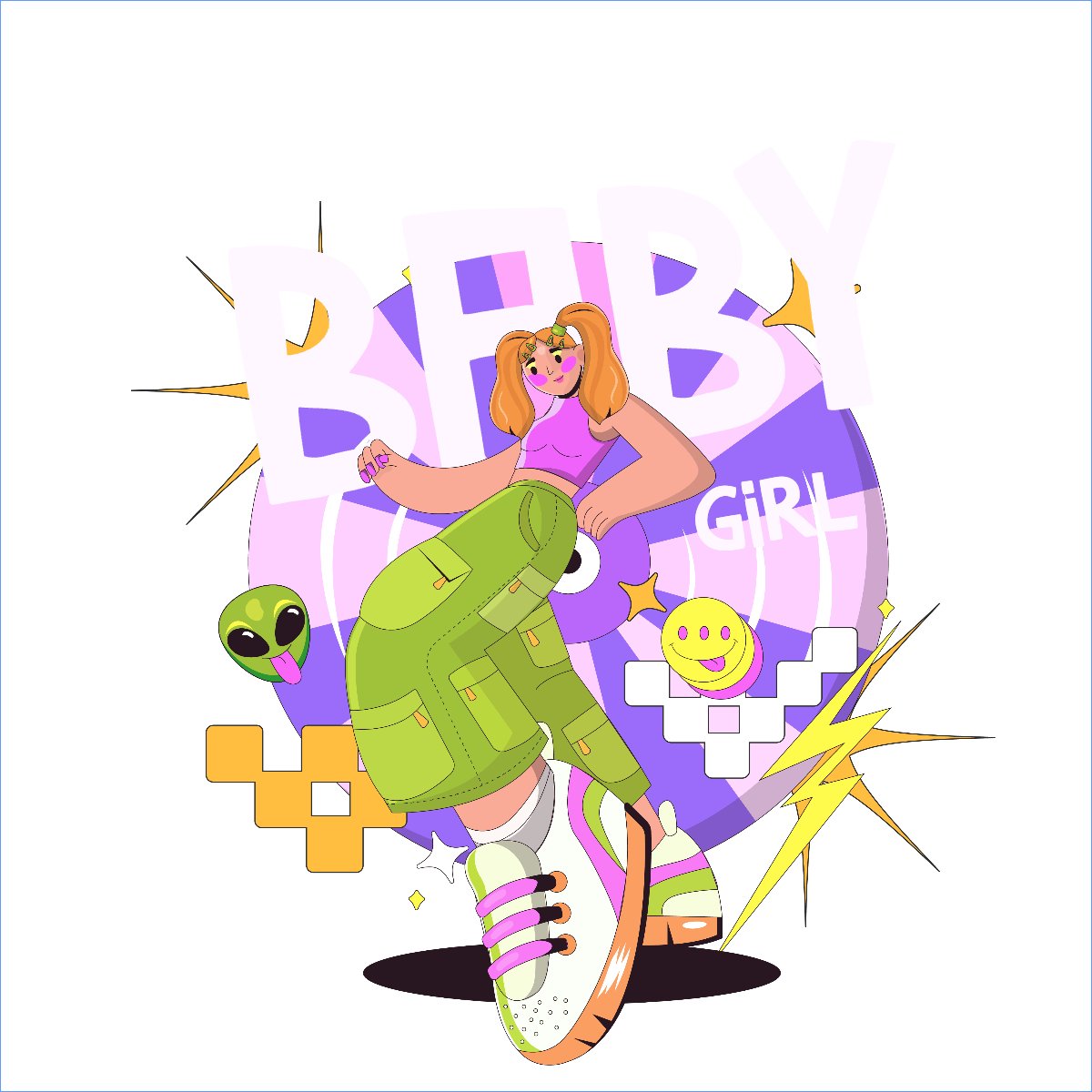 Mẫu Túi canvas Girl, cô gái, y2k, đường phố, streetwear — LayerPic
