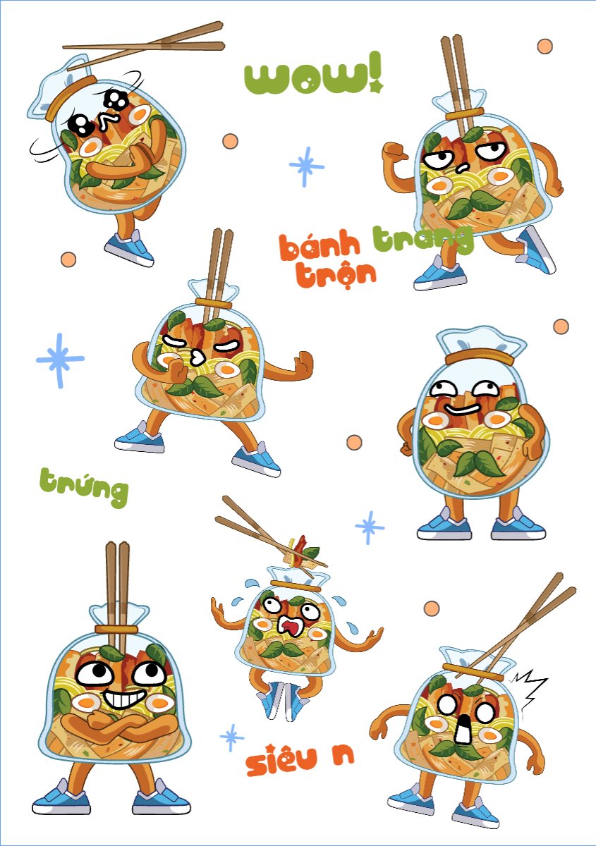 Mẫu Nhãn Sticker Bánh tráng trộn, Đồ ăn, food, thực phẩm, ẩm thực, món ăn, F&B, nhà hàng, thức ăn — LayerPic