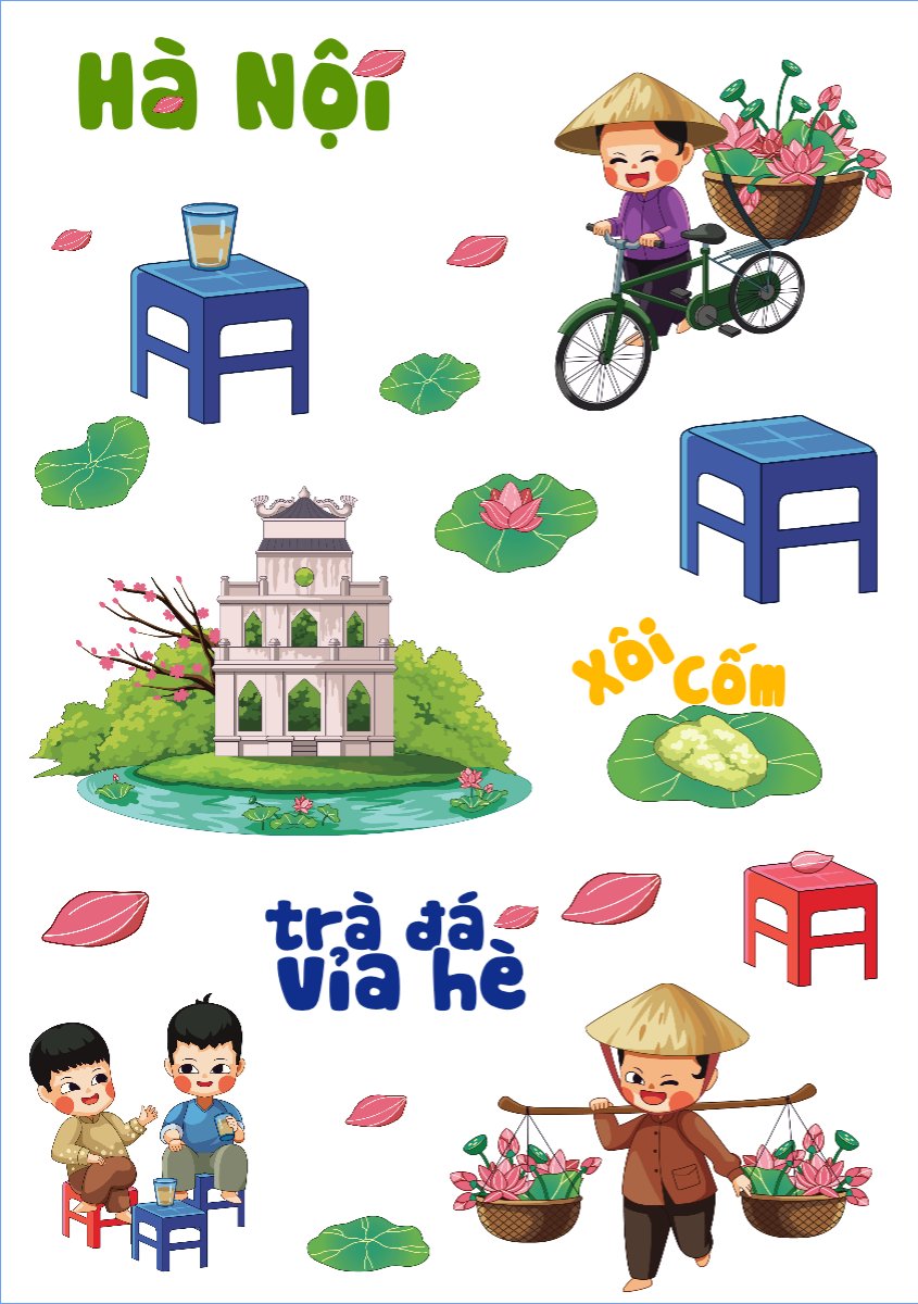 Mẫu Nhãn Sticker Việt Nam, Hà Nội, du lịch, travel, tourism, trải nghiệm — LayerPic