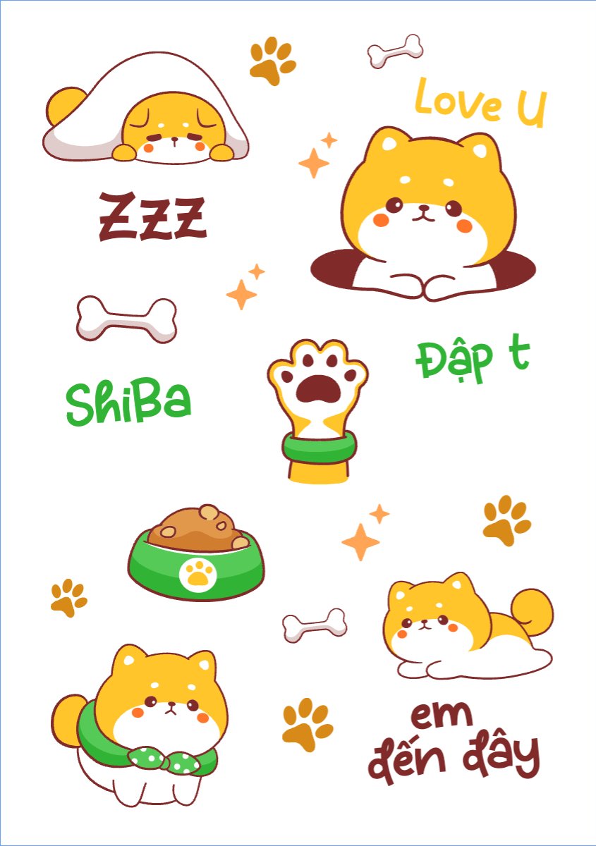 Mẫu Nhãn Sticker Pet, thú cưng, thú nuôi, động vật, animal, dog, puppy, shiba, cún, chó, dễ thương, cute — LayerPic