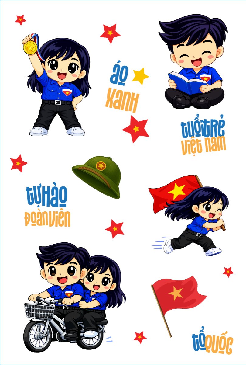 Mẫu Nhãn Sticker Kỷ niệm ngày thành lập Đoàn TNCS Hồ Chí Minh 26/3 — LayerPic