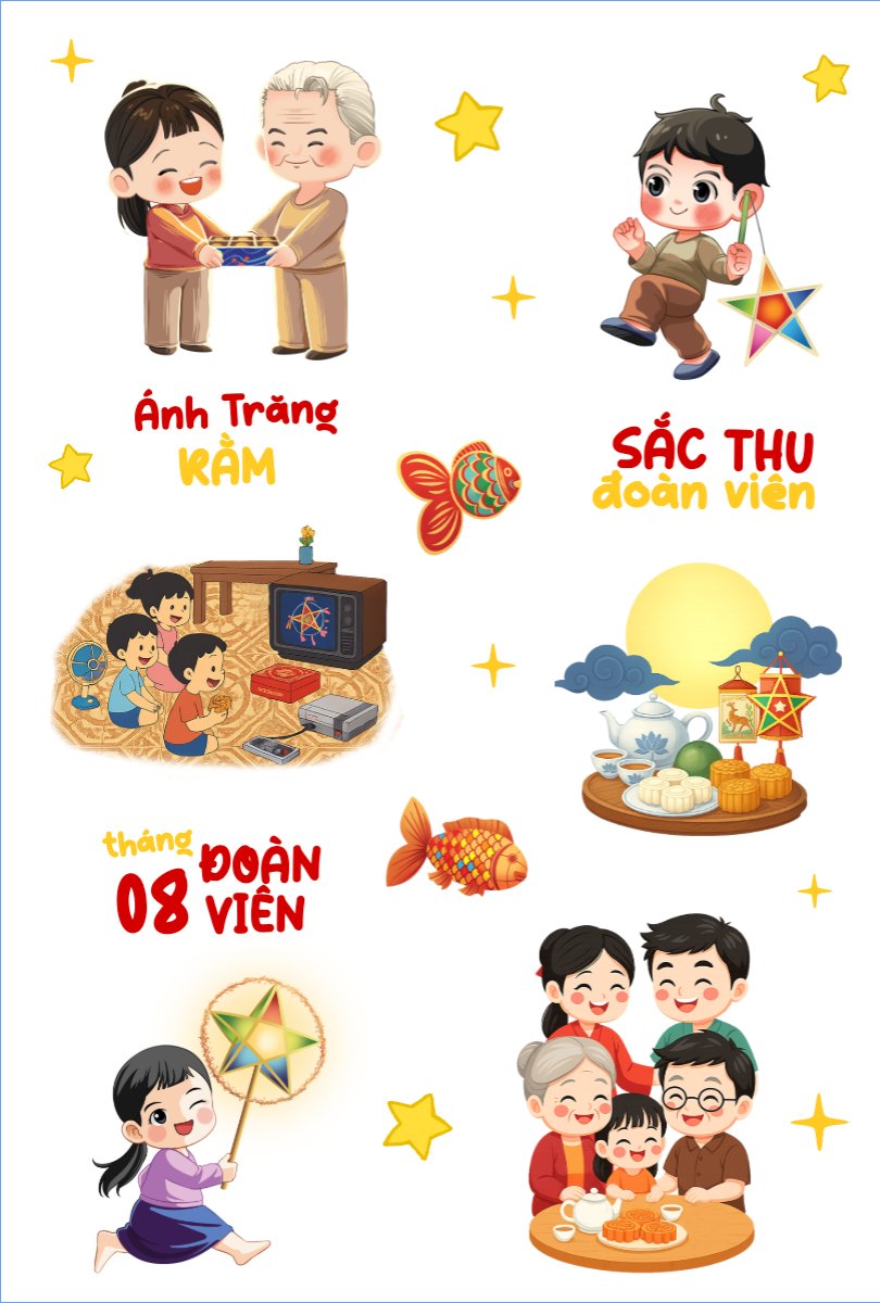 Mẫu Nhãn Sticker Trung thu, Tết Đoàn Viên, mid-autumn festival, sự kiện, event, dễ thương, cute, chibi, hoạt hình, cartoon — LayerPic