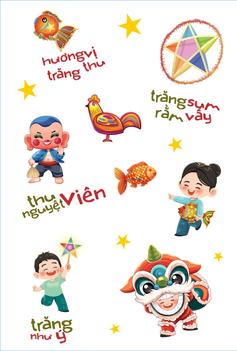 Mẫu Nhãn Sticker Trung thu, Tết Đoàn Viên, mid-autumn festival, sự kiện, event, dễ thương, cute, chibi, hoạt hình, cartoon — LayerPic