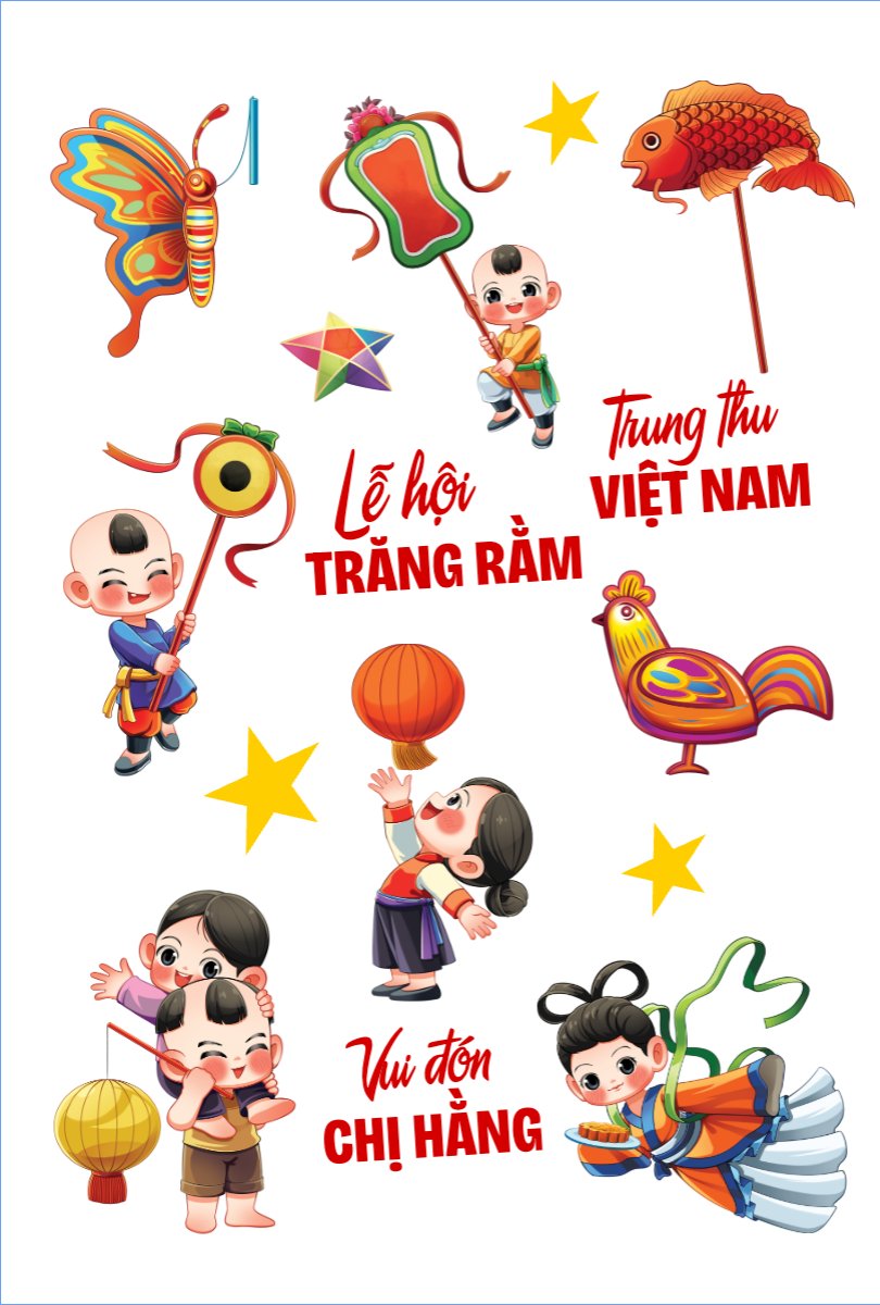 Mẫu Nhãn Sticker Trung thu, Tết Đoàn Viên, mid-autumn festival, sự kiện, event, dễ thương, cute, chibi, hoạt hình, cartoon — LayerPic