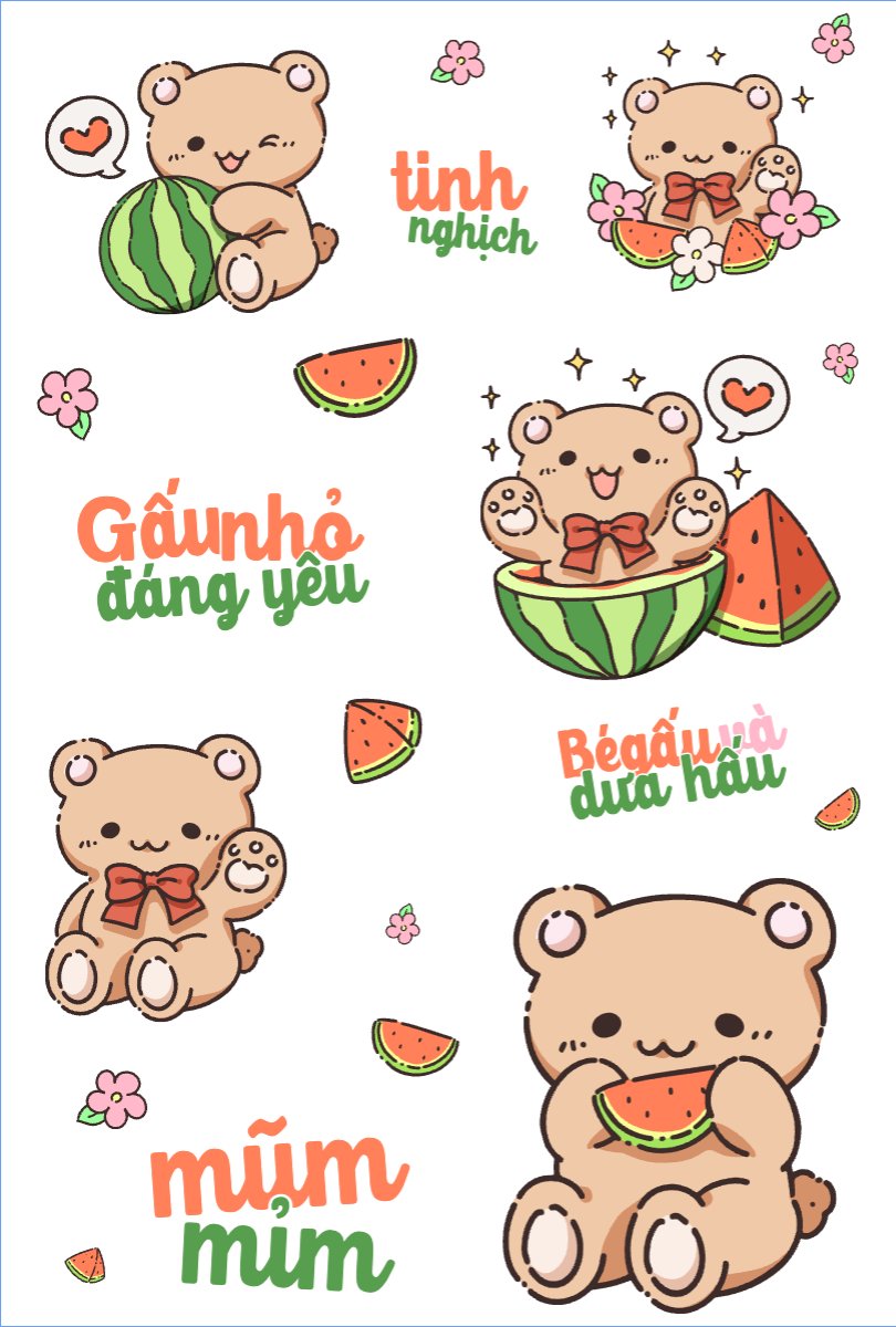 Gấu, bear, động vật, chibi, cartoon, hoạt hình, dễ thương, cute