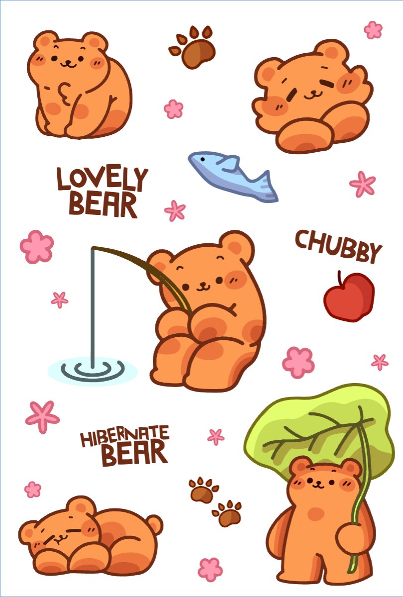 Gấu, bear, động vật, chibi, cartoon, hoạt hình, dễ thương, cute