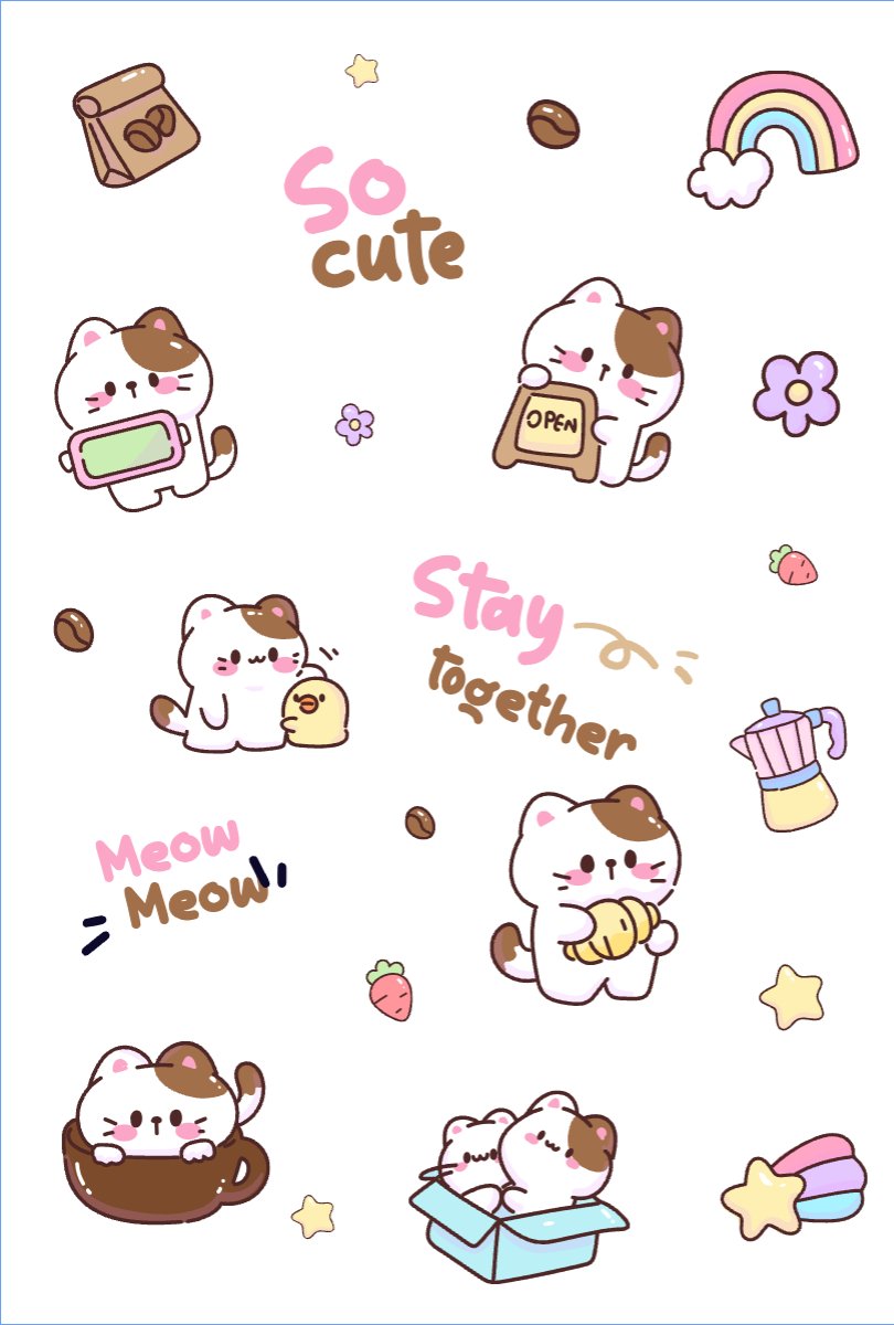 Mèo, cat, động vật, chibi, cartoon, hoạt hình, dễ thương, cute