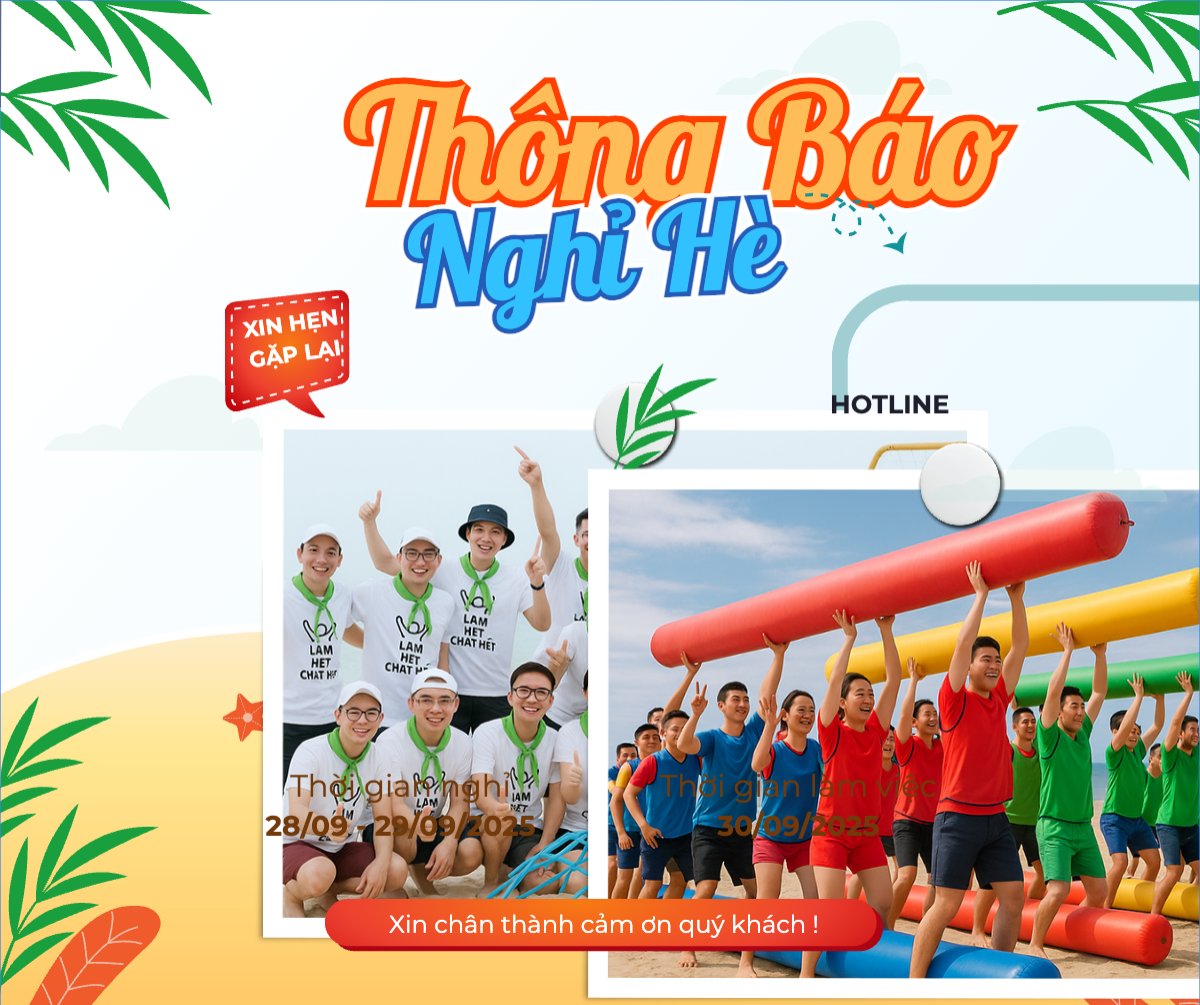 Mẫu Bài post MXH ngang Team building, mùa hè, summer, Du lịch, travel, tourism, trải nghiệm, khám phá — LayerPic
