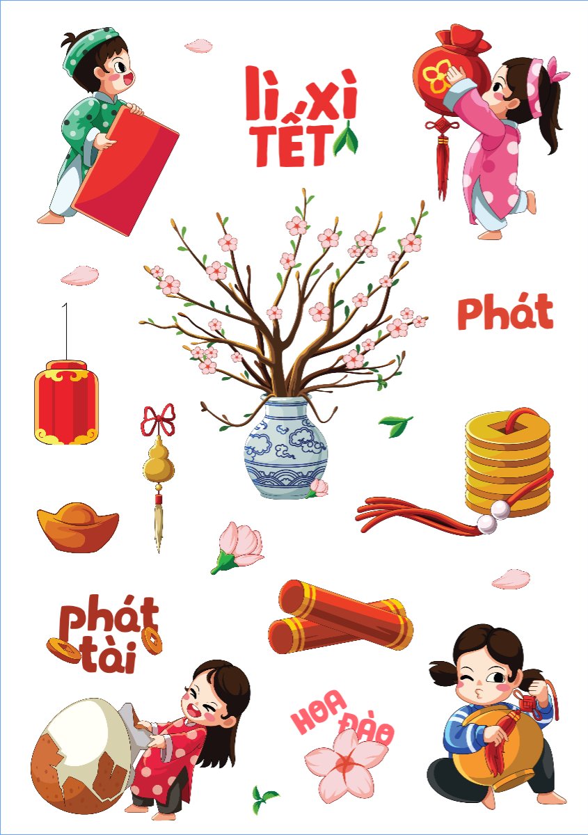 Mẫu Nhãn Sticker Tết, Xuân, Ất tỵ, năm 2025, 2025, sự kiện, event — LayerPic