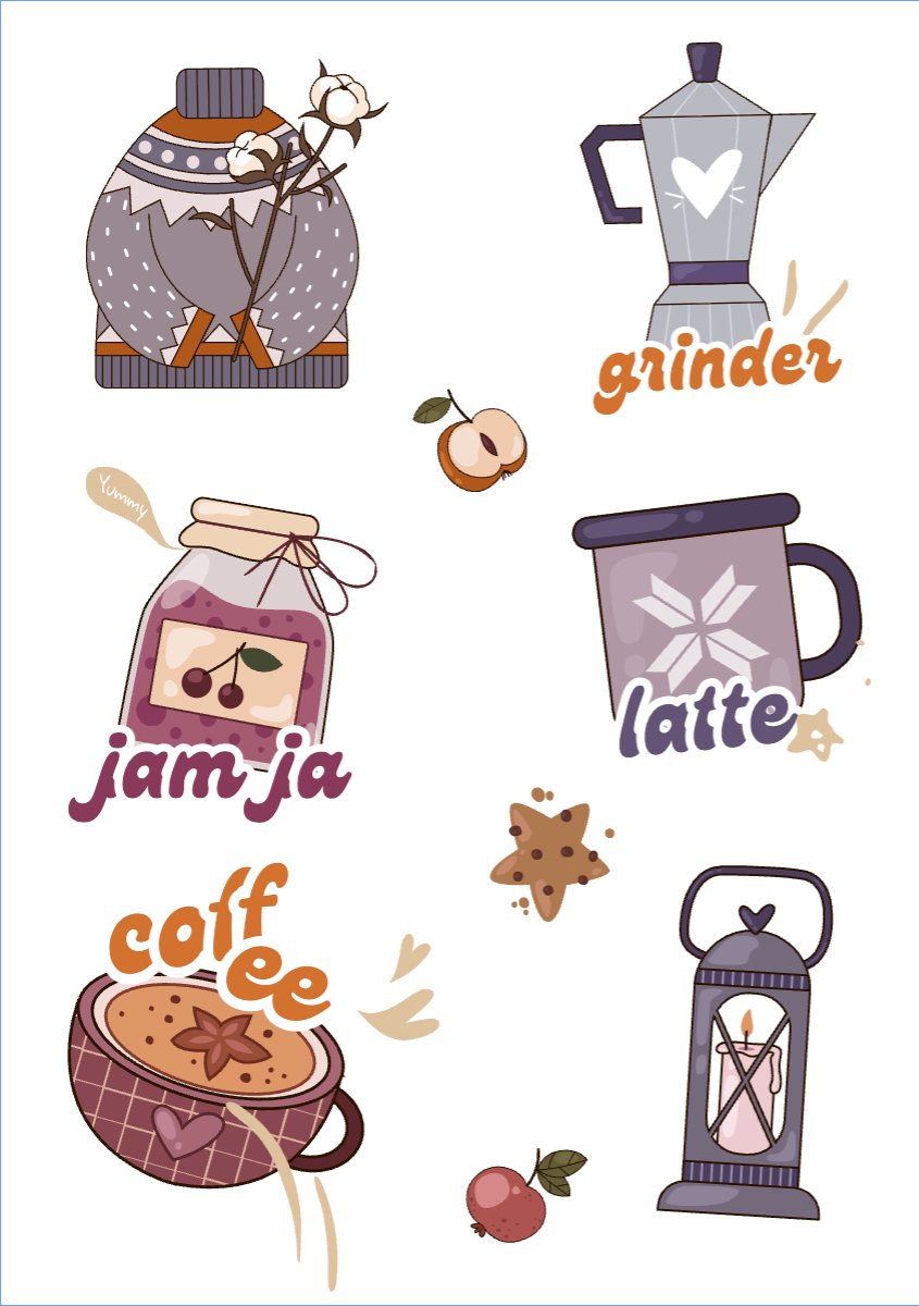 Mẫu Nhãn Sticker Cafe, coffee, nước uống, juice, giải khát, F&B, drink — LayerPic
