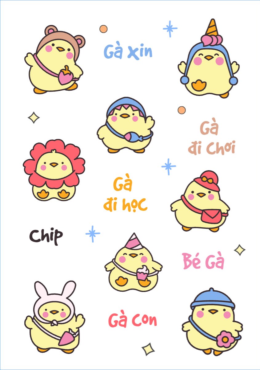 Mẫu Nhãn Sticker Pet, thú cưng, thú nuôi, động vật, animal, gà, gà con, chip, chicken, dễ thương, cute — LayerPic
