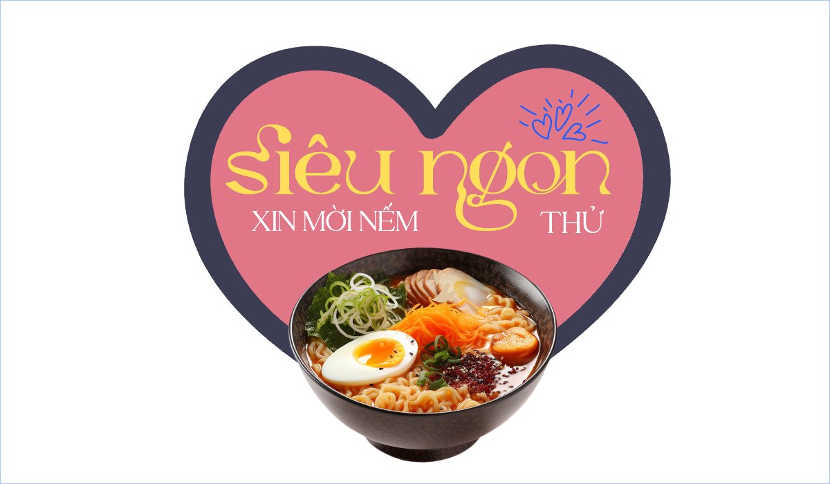 Mẫu Hashtag cầm tay Đồ ăn, food, thực phẩm, ẩm thực, món ăn, F&B, thức ăn, mì, noodle — LayerPic