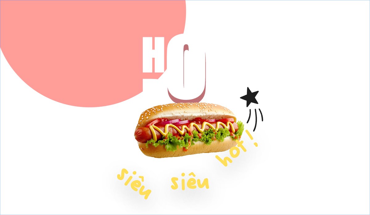 Mẫu Hashtag cầm tay Đồ ăn, food, thực phẩm, ẩm thực, món ăn, F&B, hot dog, bánh mì — LayerPic